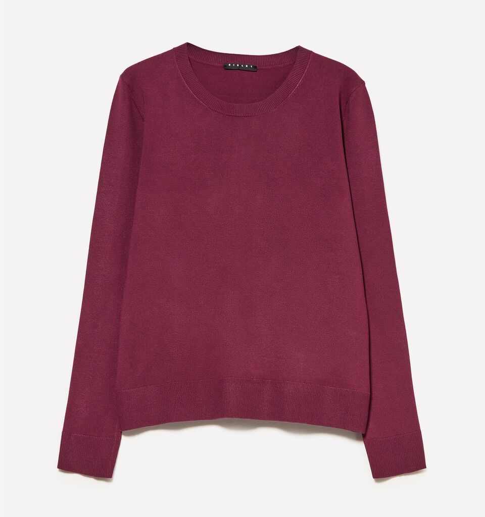 Burgundy crew neck top - women's crew neck sweaters - Burgundy | Sisley image number 5